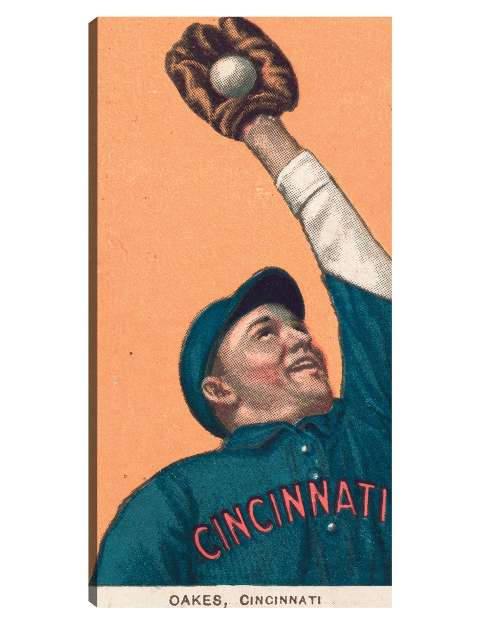 Cuadro decorativo Rebel Oakes, Cincinnati Reds, Retrato De Tarjeta De Béisbol - Impresión En Lienzo técnica mixta Deportes