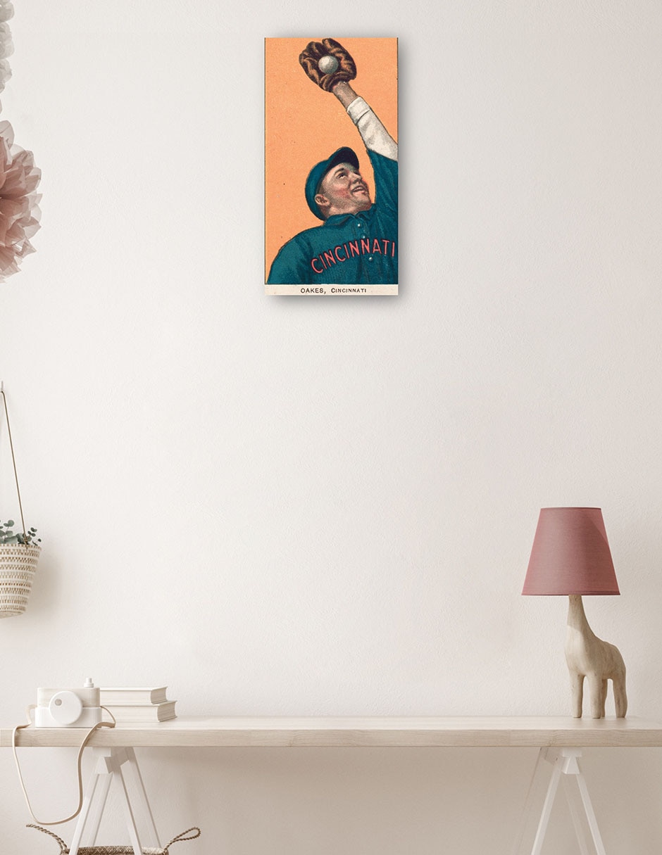 Cuadro decorativo Rebel Oakes, Cincinnati Reds, Retrato De Tarjeta De Béisbol - Impresión En Lienzo técnica mixta Deportes 3