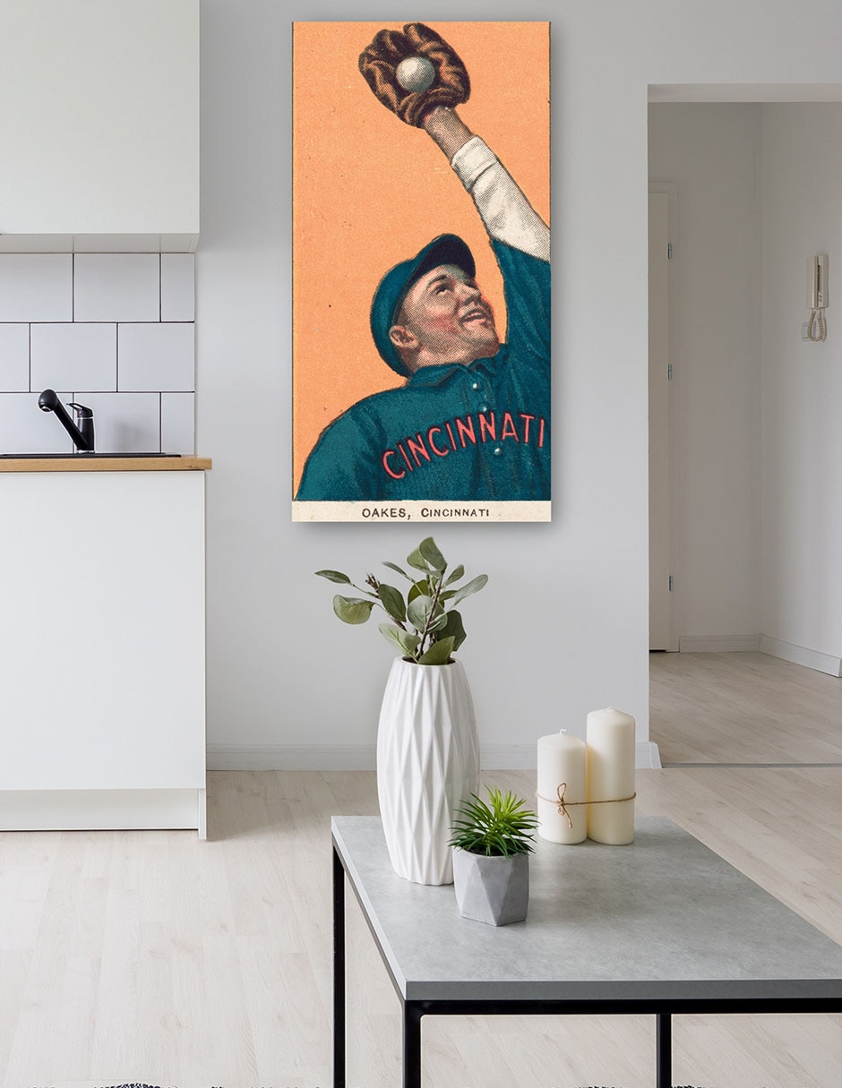 Cuadro decorativo Rebel Oakes, Cincinnati Reds, Retrato De Tarjeta De Béisbol - Impresión En Lienzo técnica mixta Deportes 5