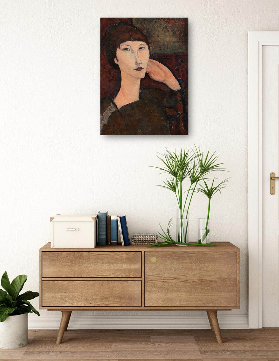 Cuadro decorativo Adrienne (Mujer Con Flequillo), 1917 - Impresión En Lienzo técnica mixta Retratos 3