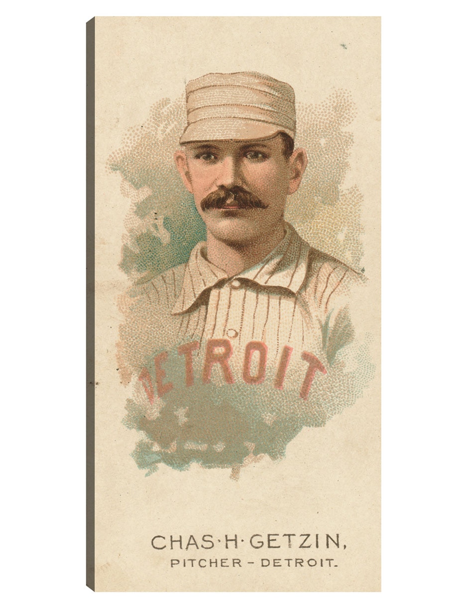 Cuadro decorativo Charlie Getzien, Detroit Wolverines, Retrato De Tarjeta De Béisbol - Impresión En Lienzo técnica mixta Deportes