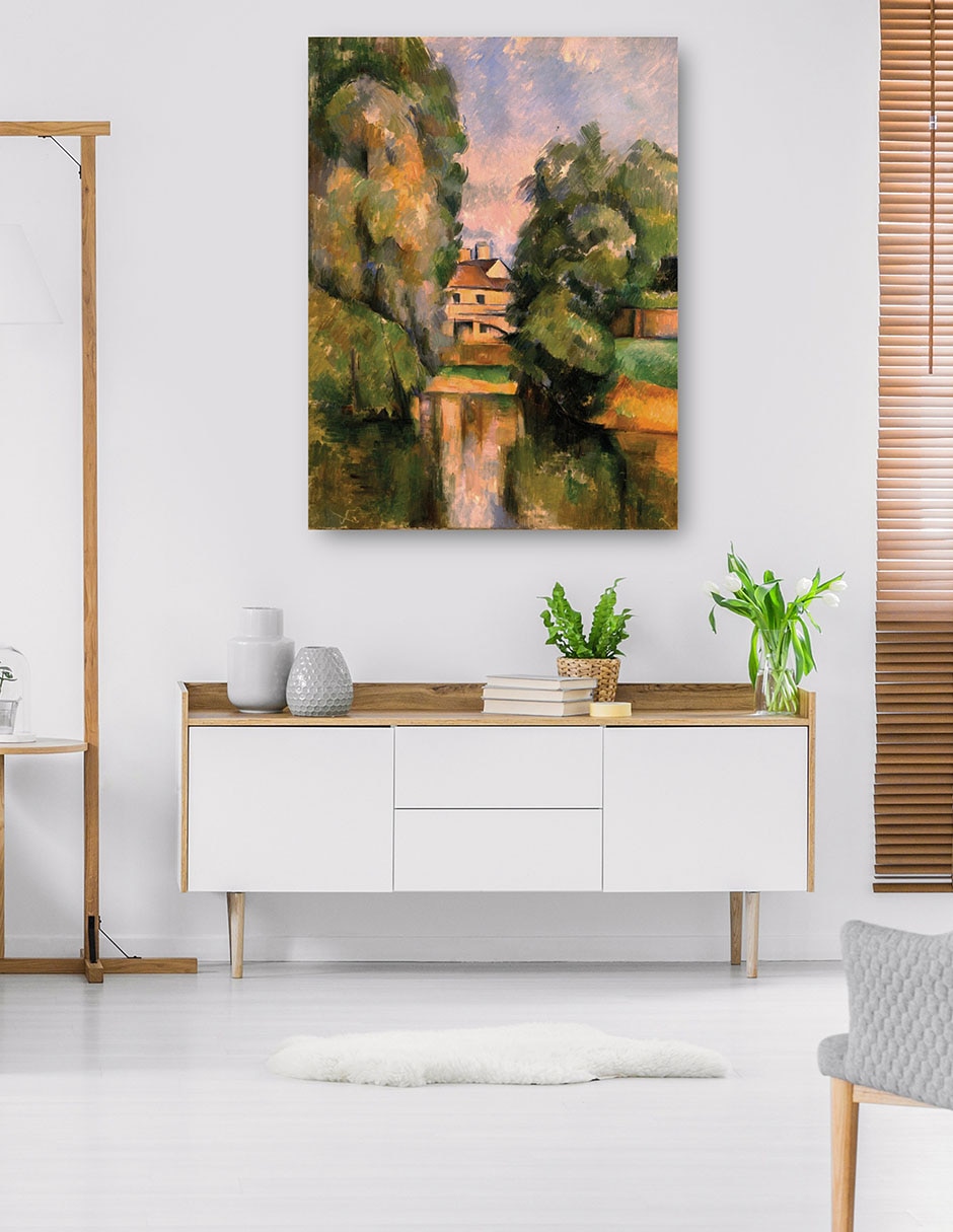 Cuadro decorativo Casa De Campo Junto A Un Río - Impresión En Lienzo técnica mixta Campos 5