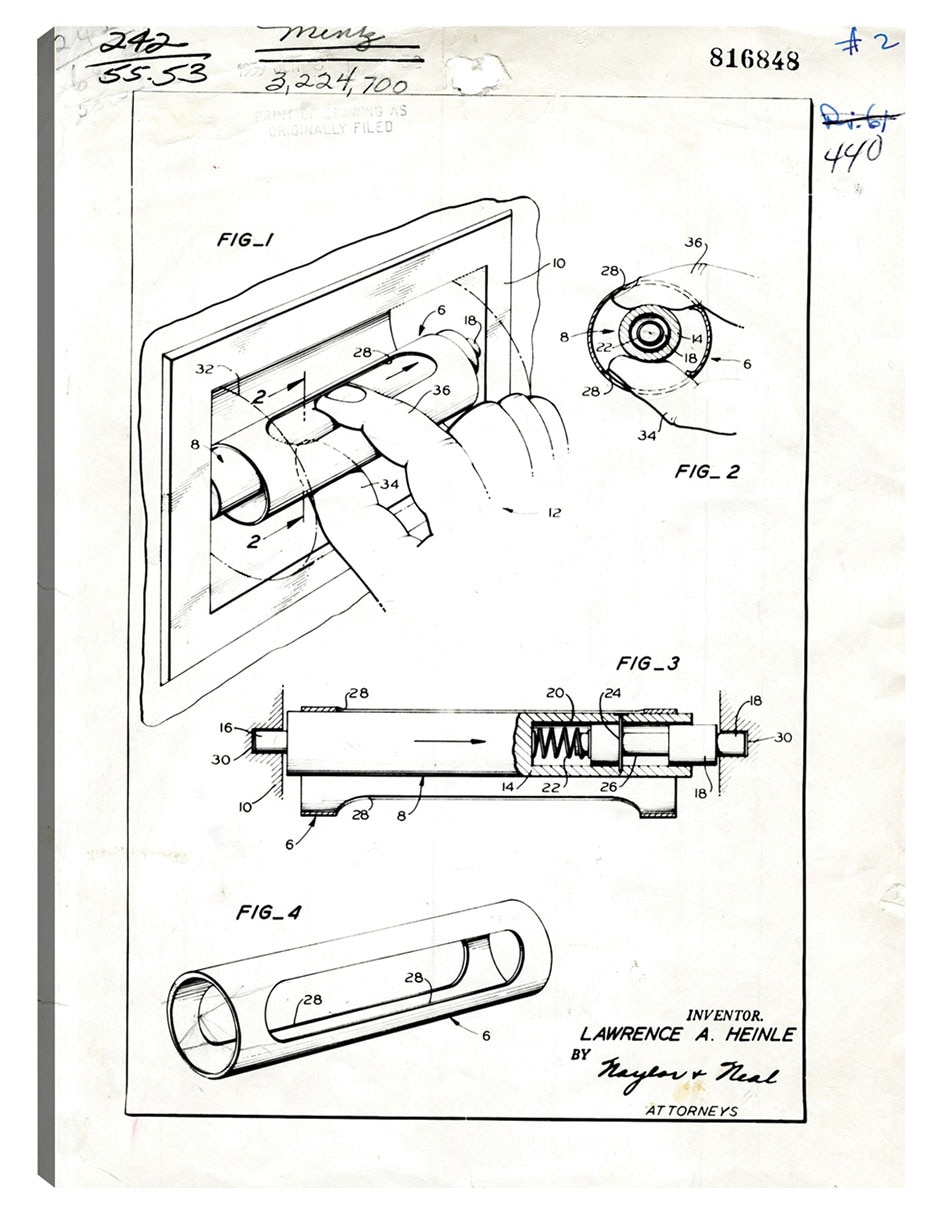 Cuadro decorativo Núcleo De Papel Higiénico Patentado, Inventor(Es): Lawrence A, Heinle técnica mixta Planos Cuadro decorativo Núcleo De Papel Higiénico Patentado, Inventor(Es): Lawrence A, Heinle técnica mixta Planos