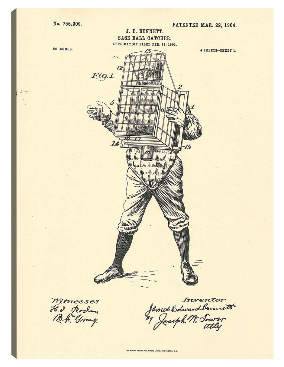 Cuadro decorativo Patente De Receptor De Béisbol, 22 De Marzo De 1904 técnica mixta Planos
