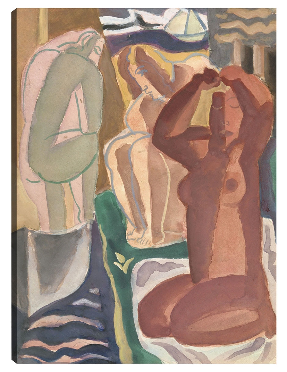 Cuadro decorativo Dos Mujeres Bañándose (1929) técnica mixta Bocetos Cuadro decorativo Dos Mujeres Bañándose (1929) técnica mixta Bocetos