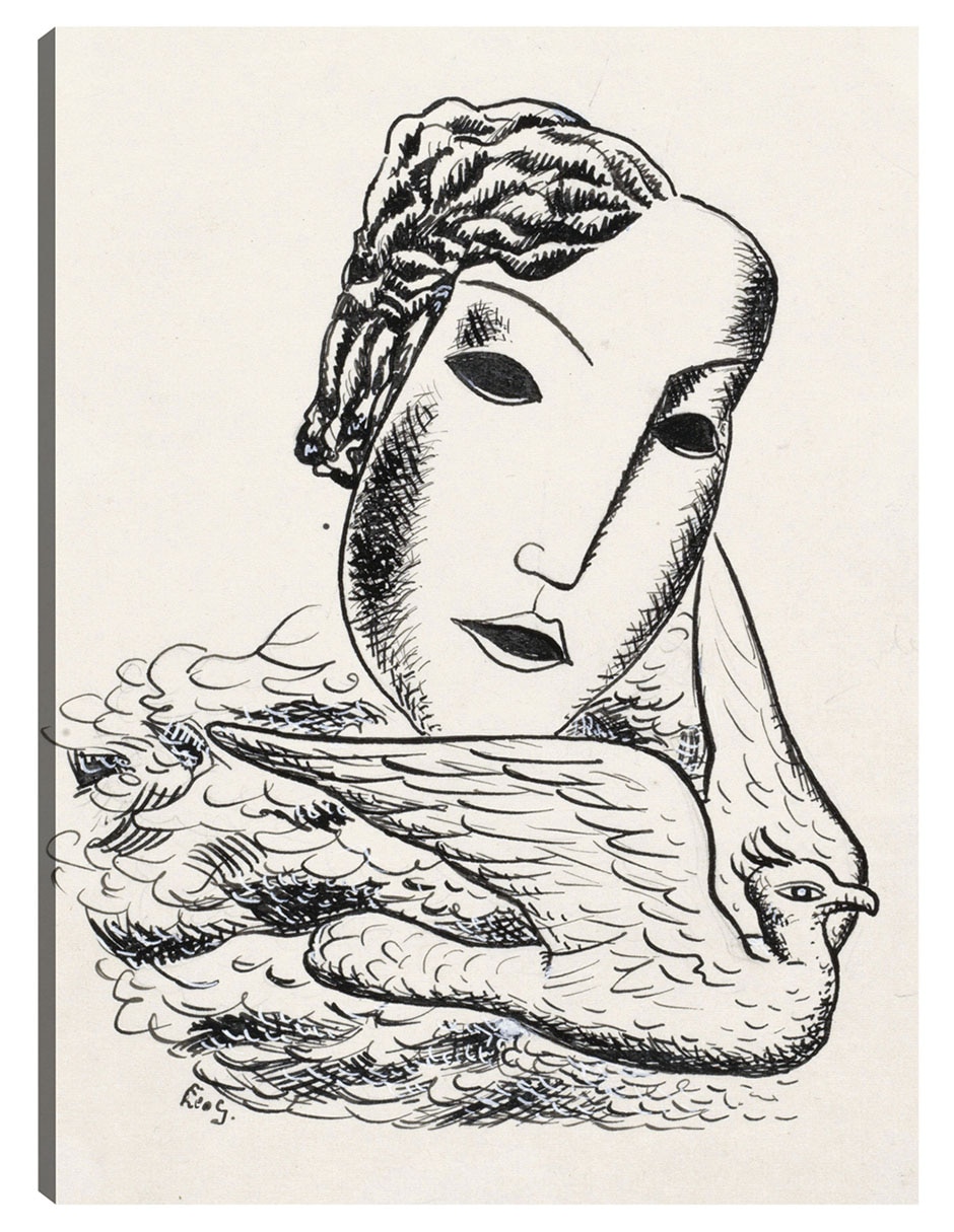 Cuadro decorativo Cabeza De Mujer Con Pájaro (1935) técnica mixta Bocetos Cuadro decorativo Cabeza De Mujer Con Pájaro (1935) técnica mixta Bocetos