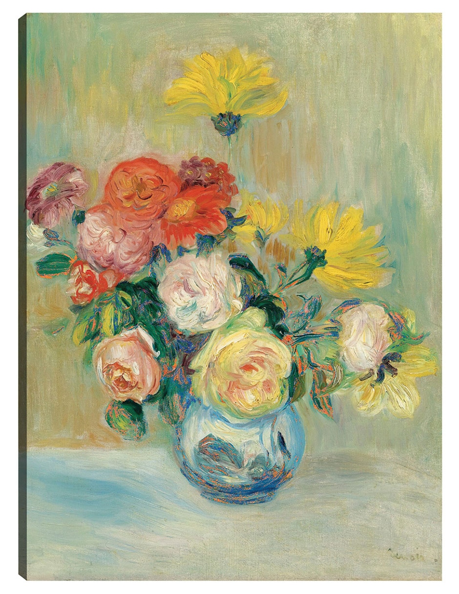 Cuadro decorativo Jarrón De Rosas Y Dalias técnica mixta Floreros Cuadro decorativo Jarrón De Rosas Y Dalias técnica mixta Floreros