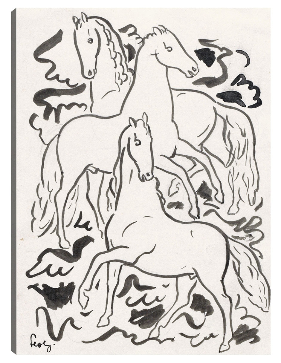 Cuadro decorativo Tres Caballos (1925) técnica mixta Bocetos