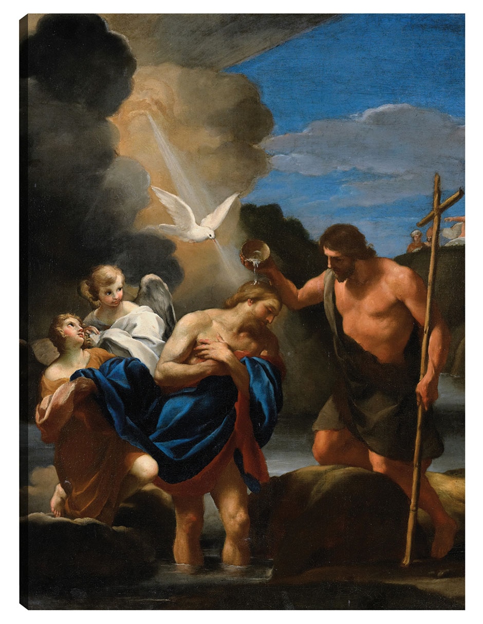 Cuadro decorativo El Bautismo De Cristo (Ca. 1650) técnica mixta Figuras Celestiales