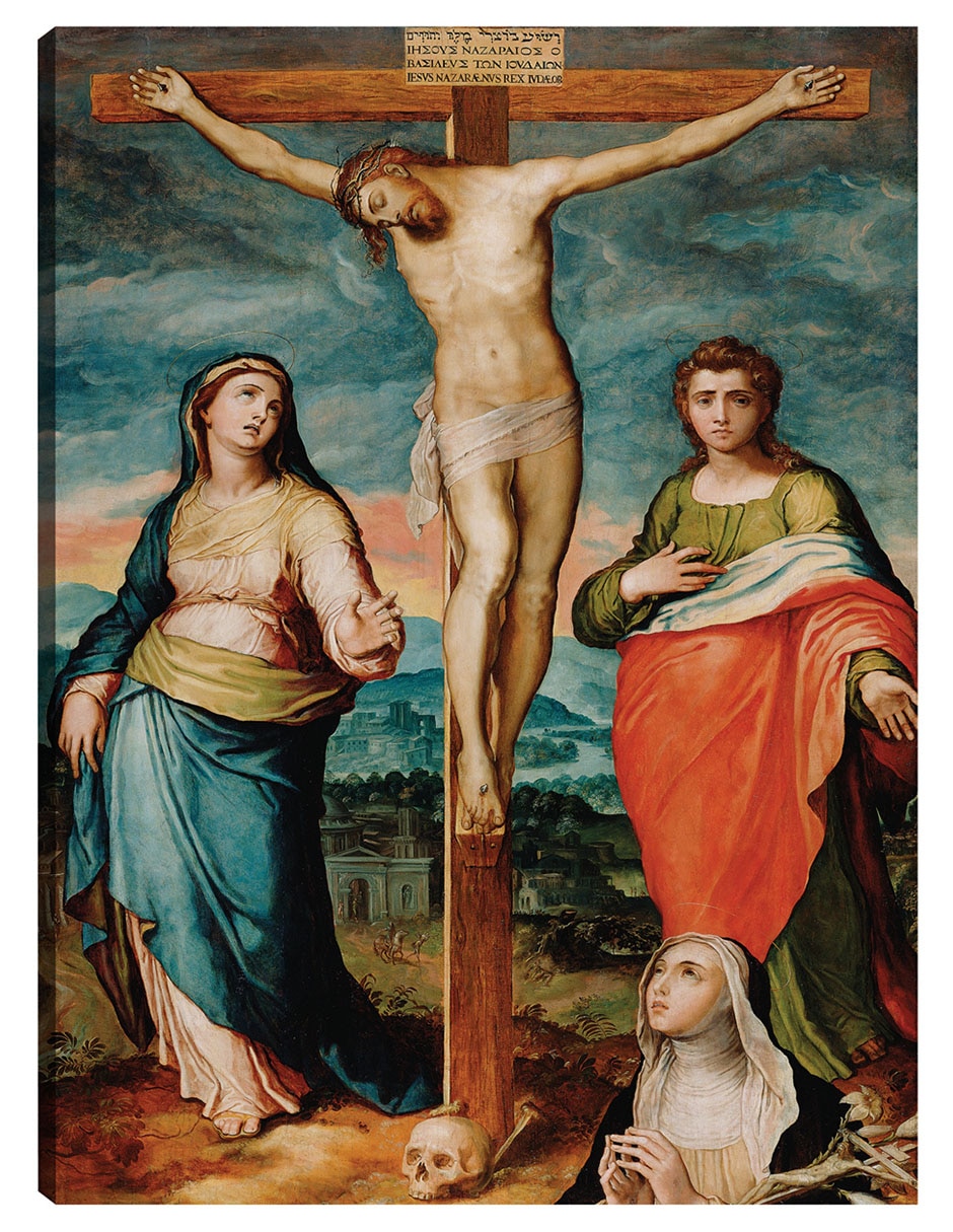 Cuadro decorativo Cristo En La Cruz Con Los Santos María, Juan Evangelista Y Catalina De Siena (Alrededor De 1570) técnica mixta Figuras Celestiales Cuadro decorativo Cristo En La Cruz Con Los Santos María, Juan Evangelista Y Catalina De Siena (Alrededor De 1570) técnica mixta Figuras Celestiales