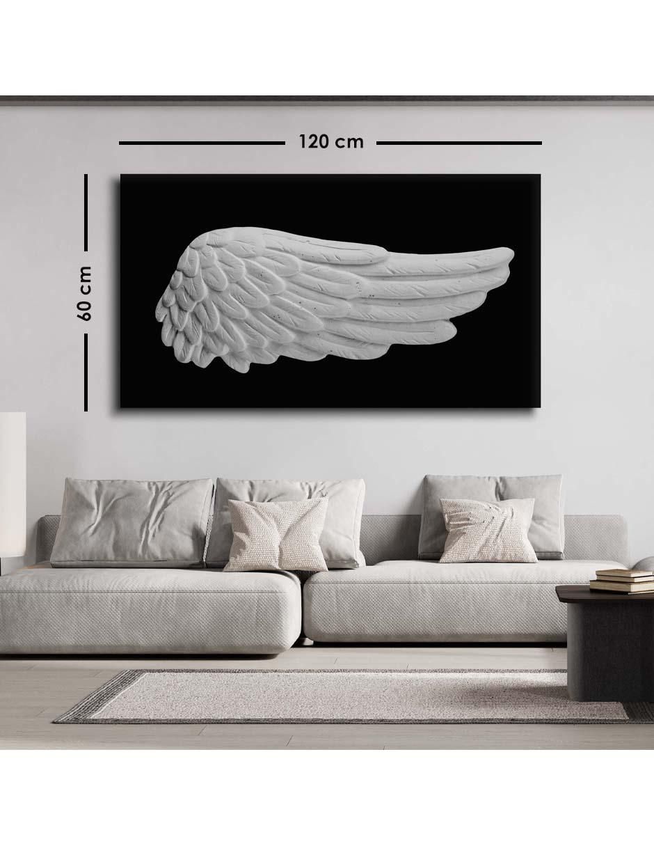 Cuadro decorativo ala de yeso blanca con barniz a registro 6