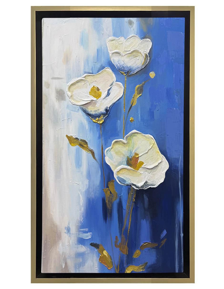 Pintura Tres Flores Blancas técnica acrílico Pintura Tres Flores Blancas técnica acrílico