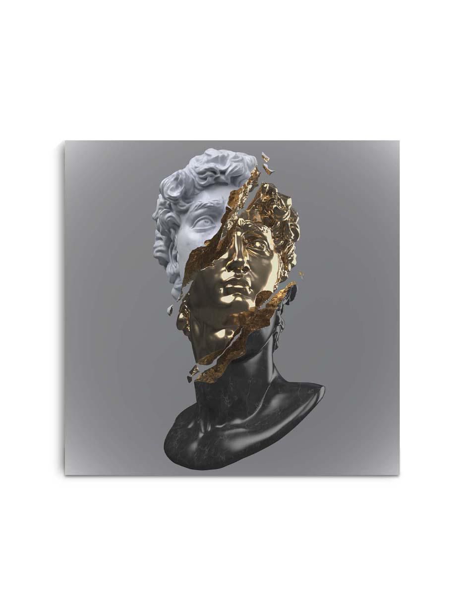 Cuadro decorativo busto de mármol de david con barniz a registro 1