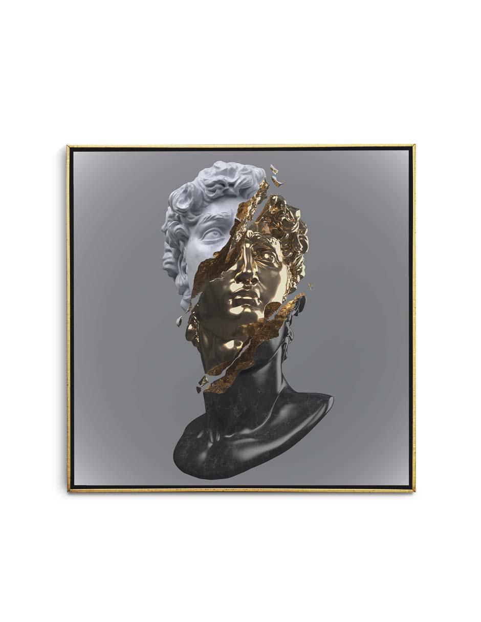 Cuadro decorativo busto de mármol de david con barniz a registro Cuadro decorativo busto de mármol de david con barniz a registro