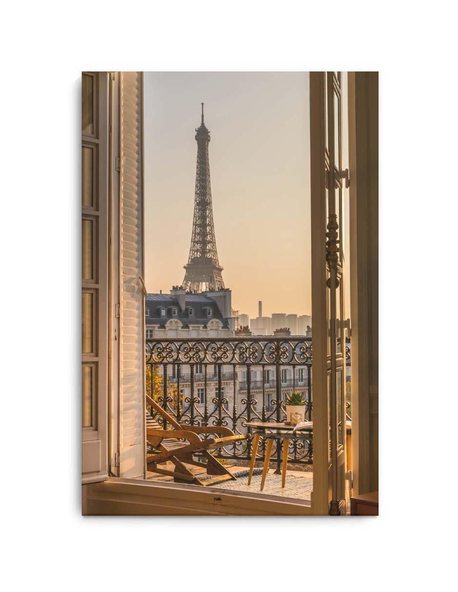 Cuadro decorativo Canvas Art Balcón de parís con barniz a registro