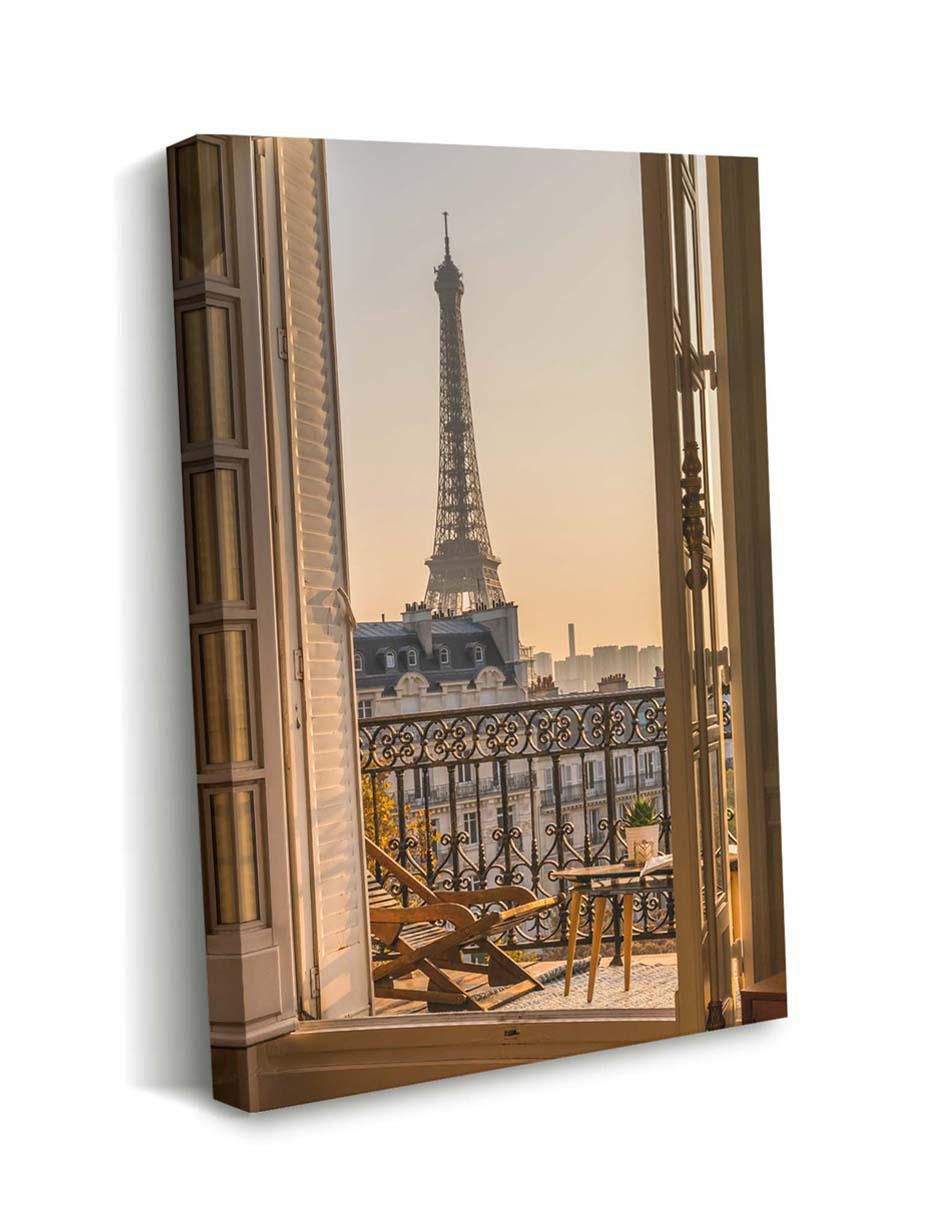 Cuadro decorativo Canvas Art Balcón de parís con barniz a registro