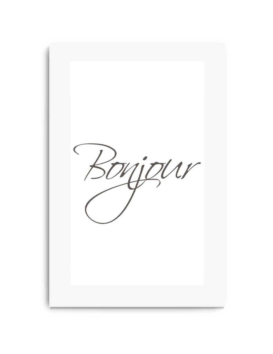 Cuadro decorativo Canvas Art Bonjour en gris con barniz a registro