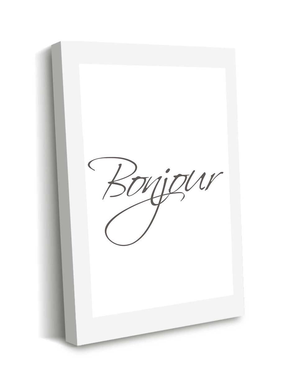 Cuadro decorativo Canvas Art Bonjour en gris con barniz a registro