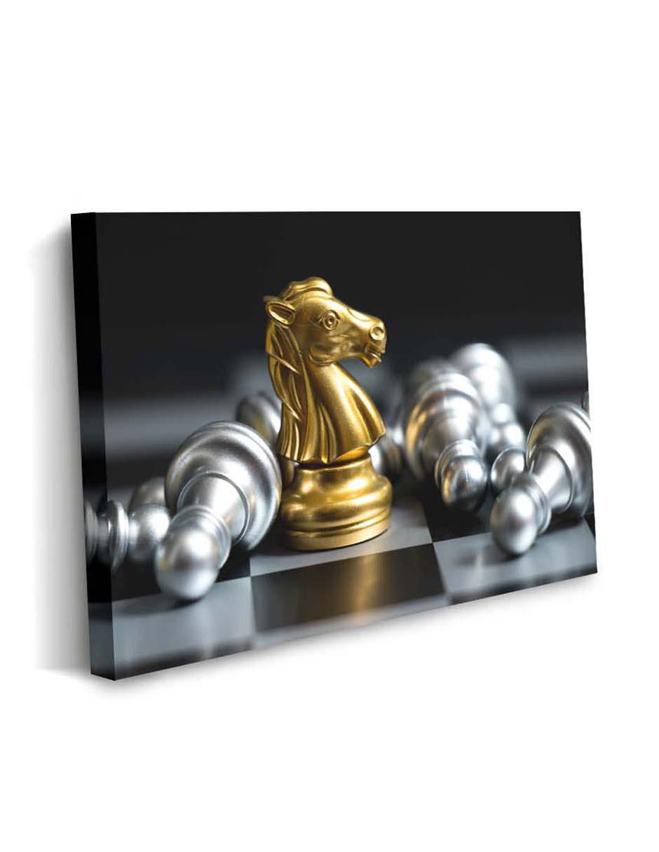 Cuadro decorativo Canvas Art Caballo en ajedrez con barniz a registro