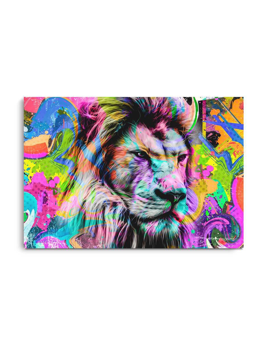 Cuadro decorativo Canvas Art Art pop león con barniz a registro