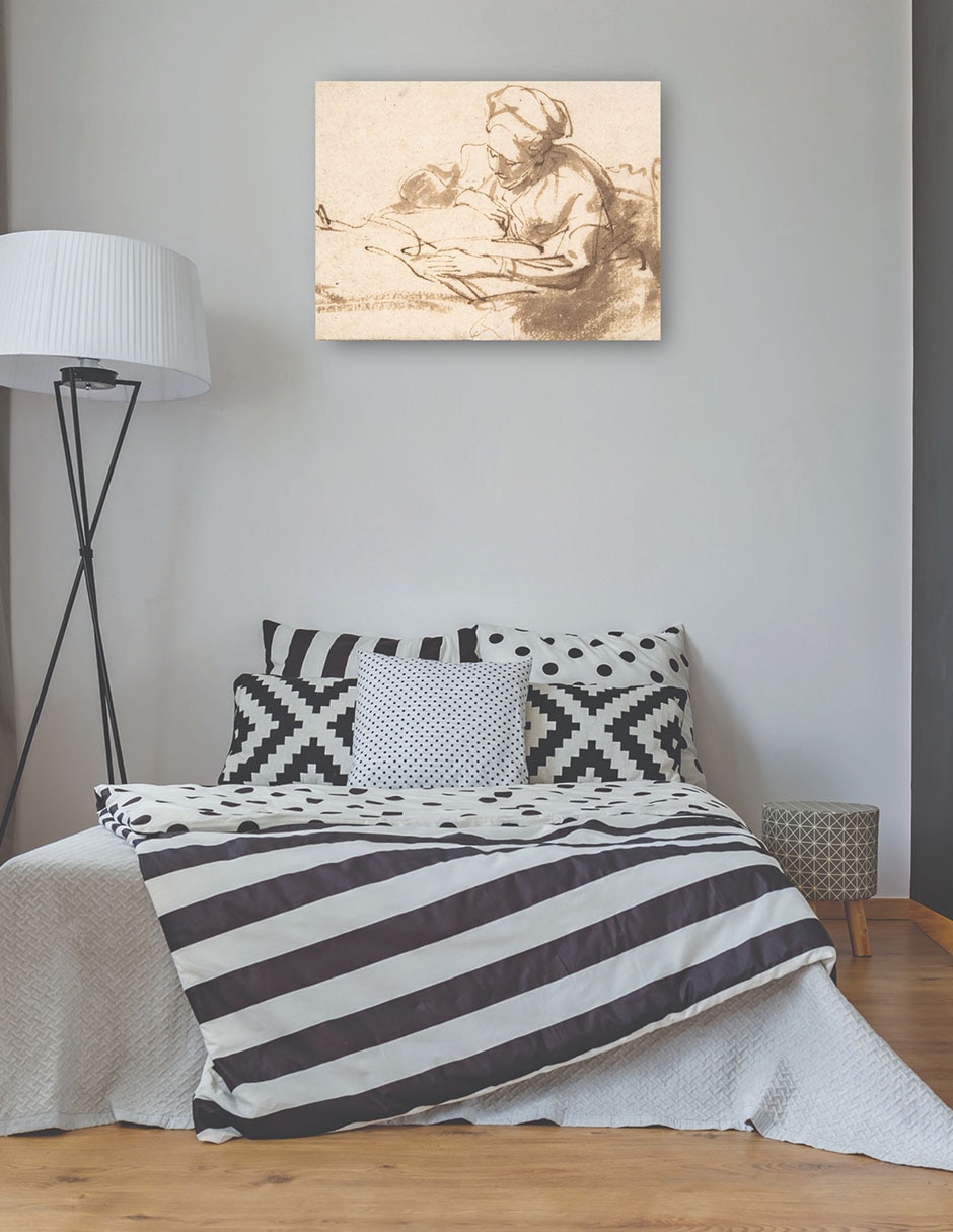 Cuadro decorativo Mujer leyendo mixta Bocetos 5