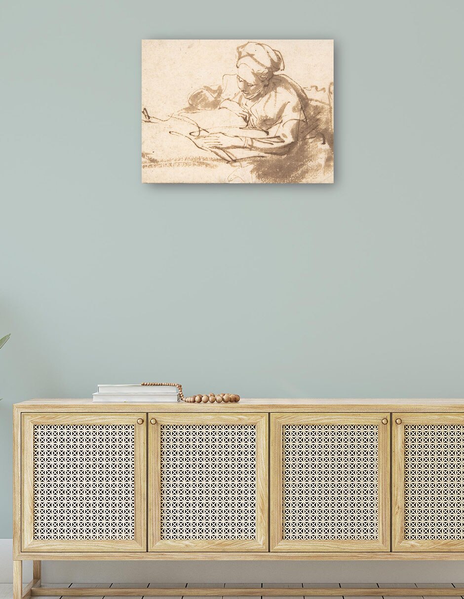Cuadro decorativo Mujer leyendo mixta Bocetos 4