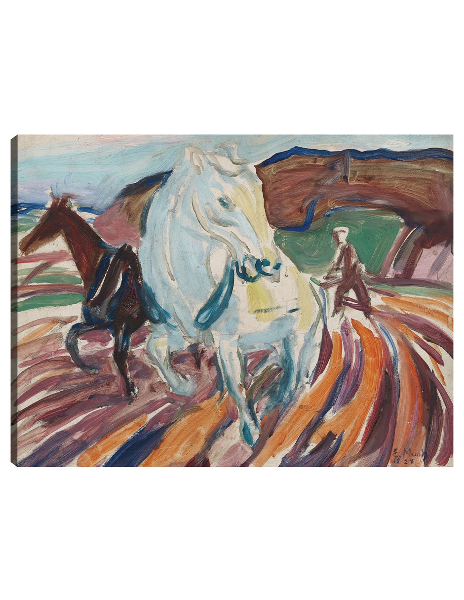 Cuadro decorativo Caballos Arando (1929) técnica mixta Formas