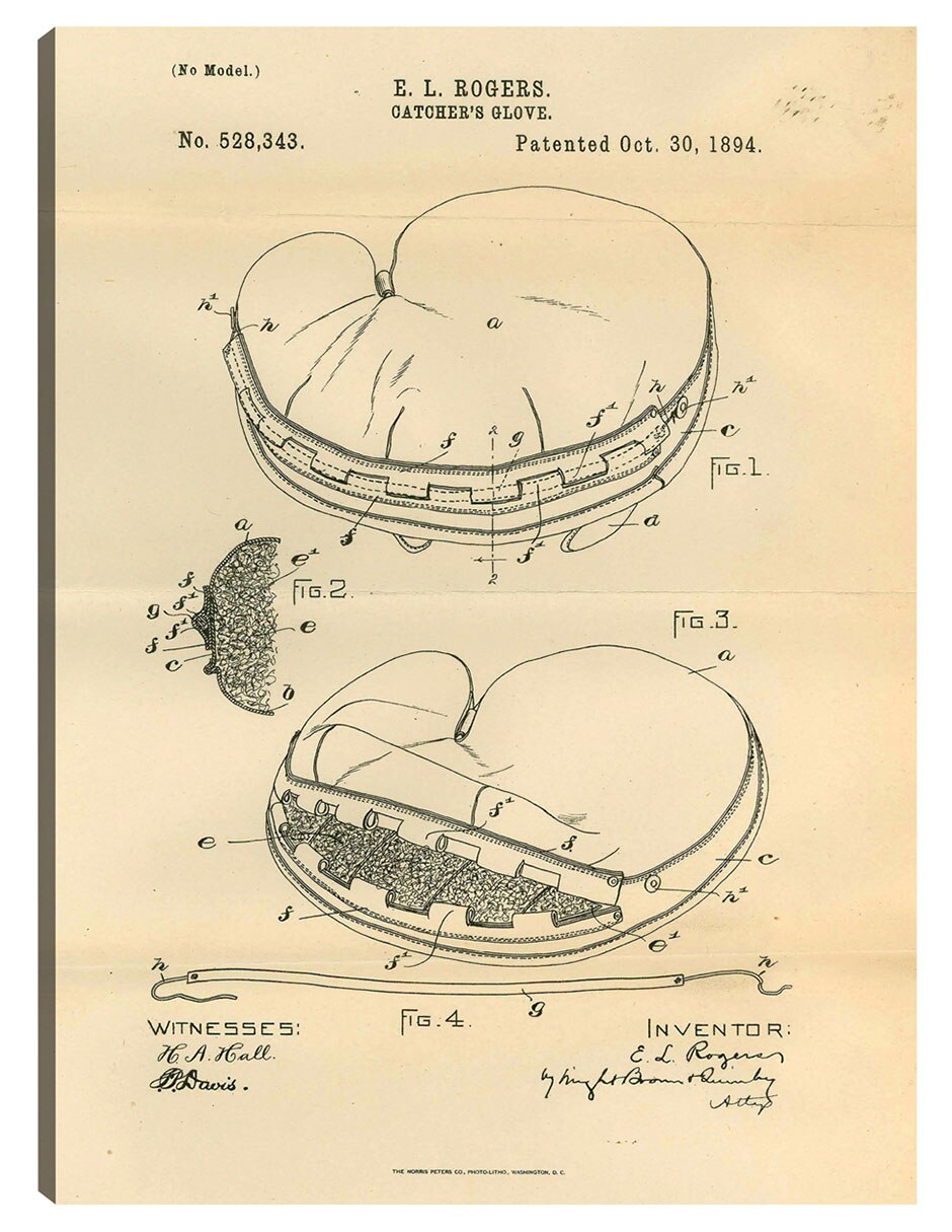 Cuadro decorativo Guante De Cazador De Patentes, Inventor: Elroy L. Rogers técnica mixta Planos