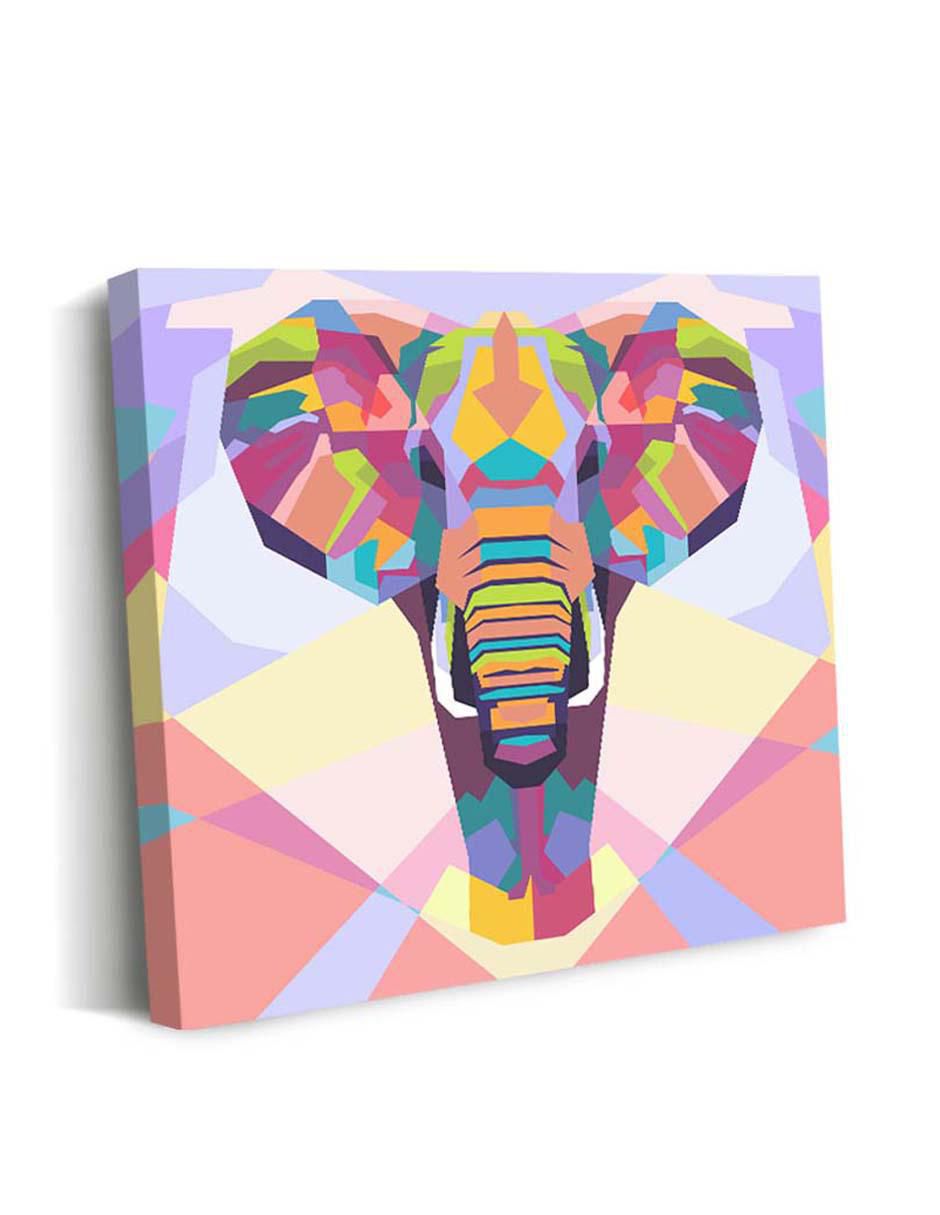 Cuadro decorativo Canvas Art Art pop elefante con barniz a registro