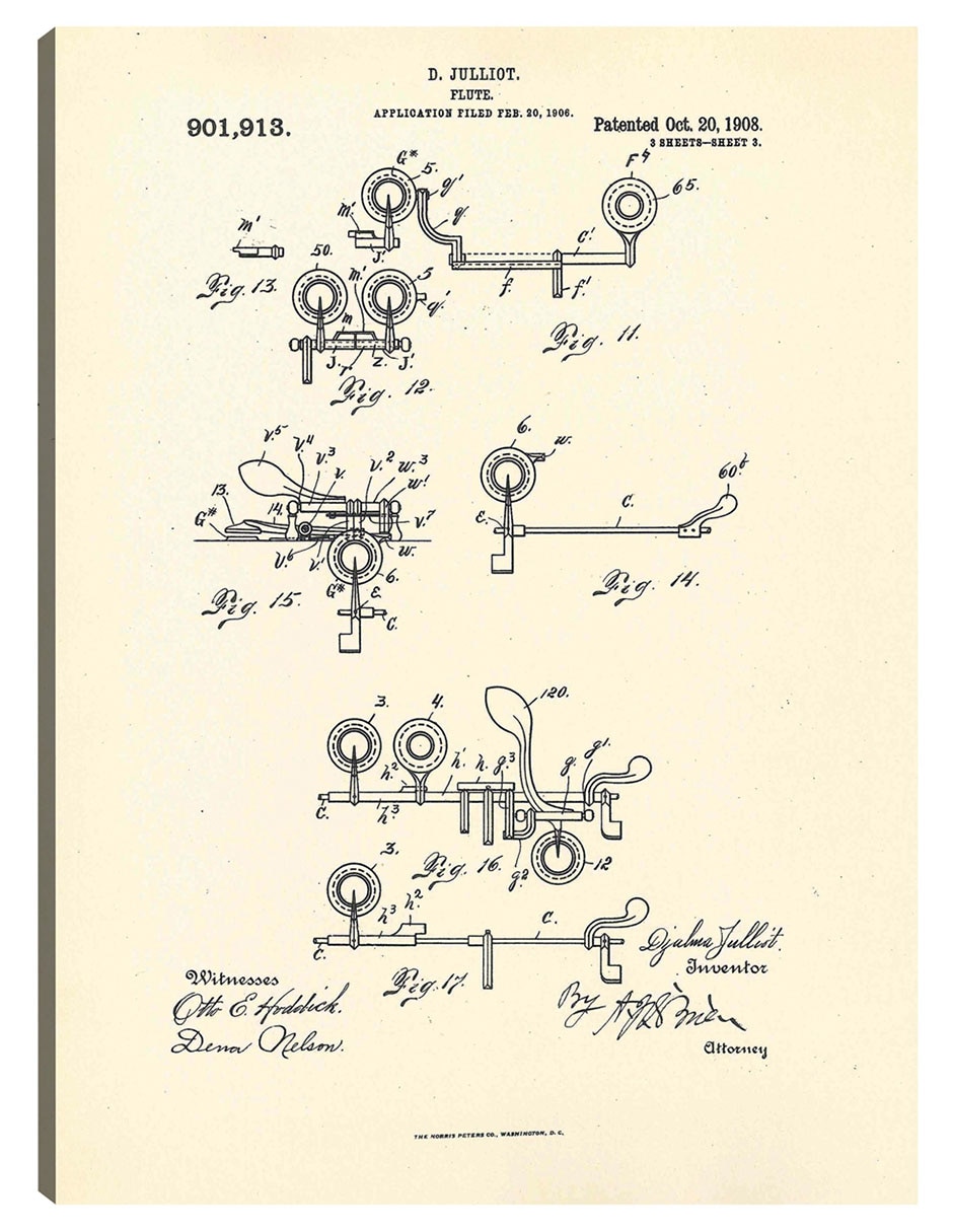 Cuadro decorativo Flauta Patentada, Inventora Djalma Julliot, 20 De Octubre De 1909 Iii técnica mixta Planos Cuadro decorativo Flauta Patentada, Inventora Djalma Julliot, 20 De Octubre De 1909 Iii técnica mixta Planos