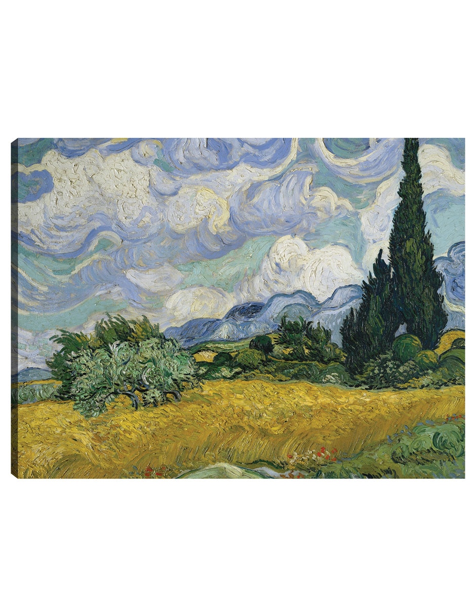 Cuadro decorativo Campo De Trigo Con Cipreses (1889) técnica mixta Campos Cuadro decorativo Campo De Trigo Con Cipreses (1889) técnica mixta Campos