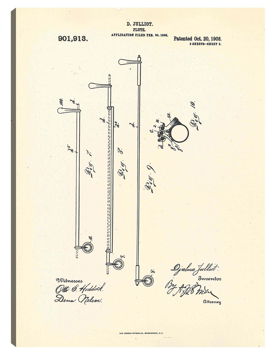 Cuadro decorativo Flauta Patentada, Inventora Djalma Julliot, 20 De Octubre De 1909 Ii técnica mixta Planos Cuadro decorativo Flauta Patentada, Inventora Djalma Julliot, 20 De Octubre De 1909 Ii técnica mixta Planos