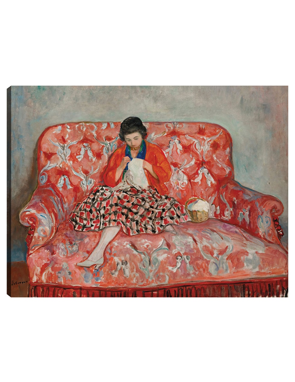 Cuadro decorativo Jeune Fille Cousant Sur Un Canapé (Hacia 1925) técnica mixta Gente