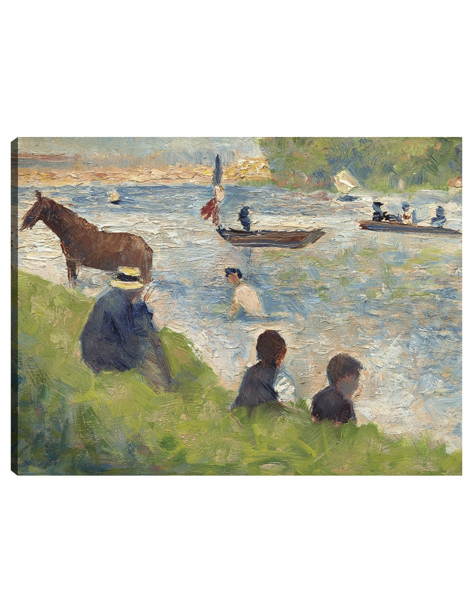 Cuadro decorativo Caballo Y Barcos (Estudio Para Bañistas En Asnières) (1883-1884) técnica mixta Playas