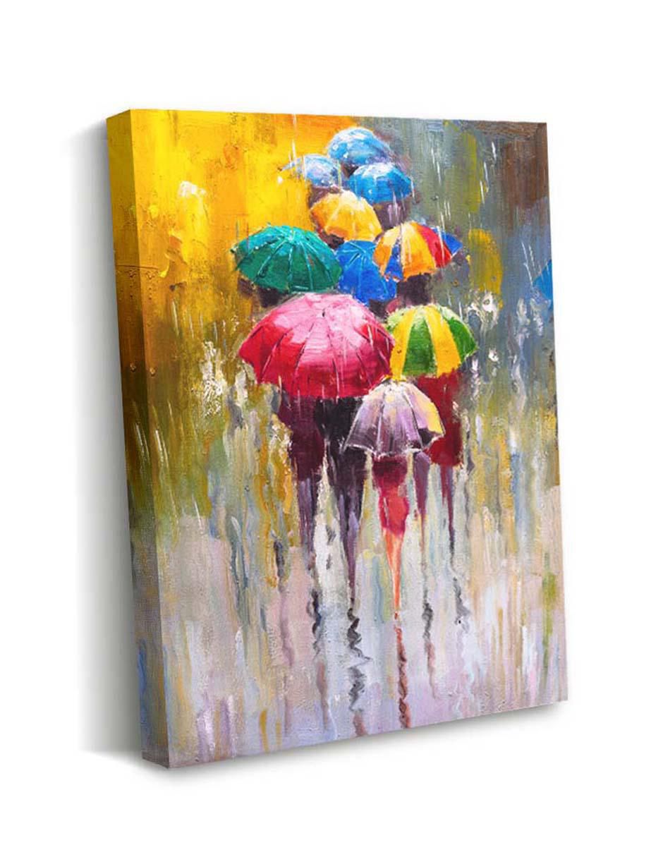 Cuadro decorativo Canvas Art Paisaje día de lluvia con barniz a registro