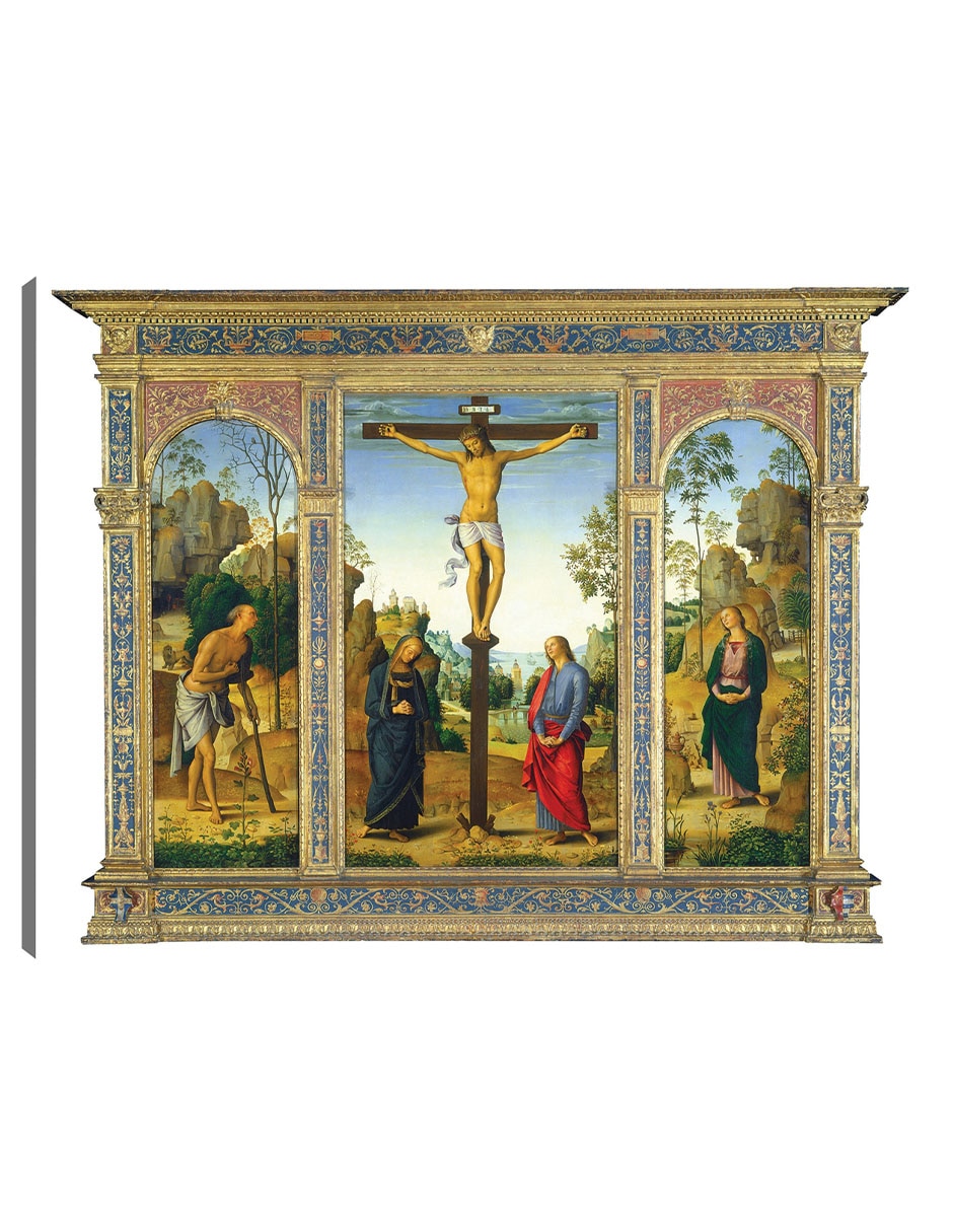 Cuadro decorativo La Crucifixión con la Virgen, San Juan, San Jerónimo y Santa María Magdalena c. 1482/1485 técnica mixta Figuras Celestiales 1