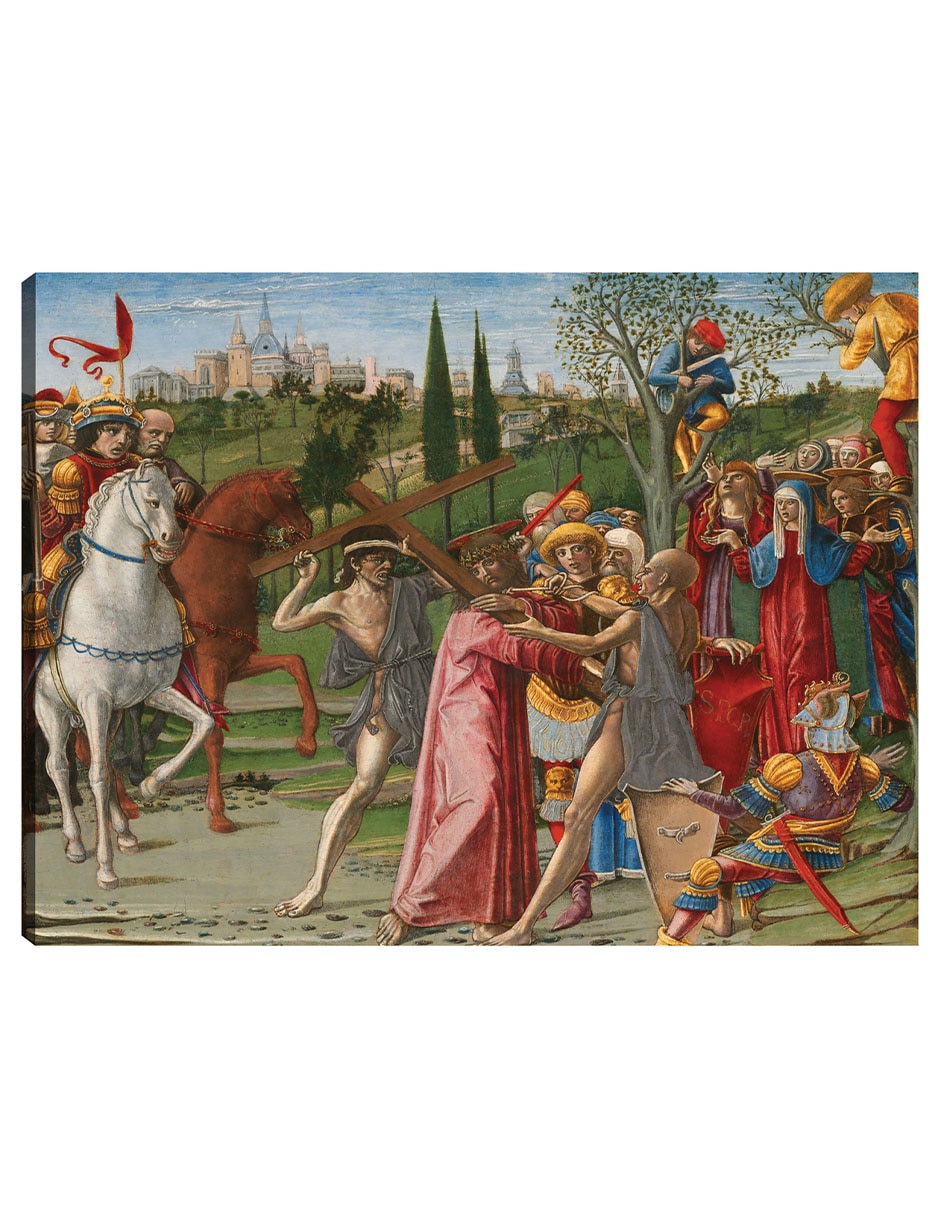 Cuadro decorativo Cristo Cargando La Cruz técnica mixta Figuras Celestiales Cuadro decorativo Cristo Cargando La Cruz técnica mixta Figuras Celestiales