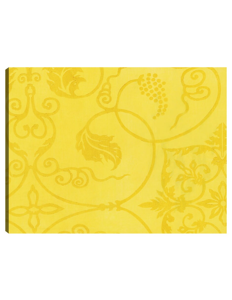 Cuadro decorativo Grabado En Madera Original Vintage Japonés -Amarillo técnica mixta Formas
