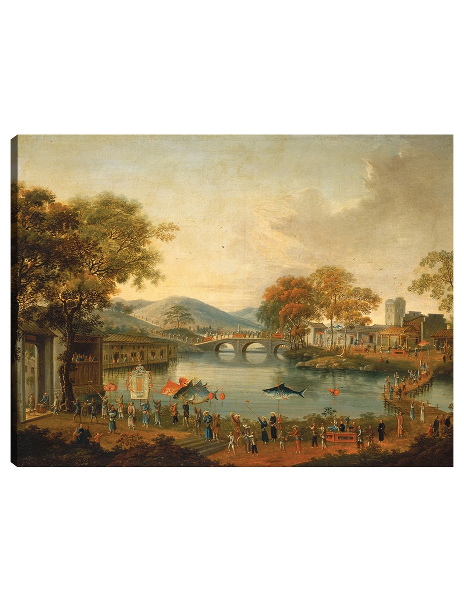 Cuadro decorativo Procesión Junto A Un Lago, Siglo Xix técnica mixta Lagos Cuadro decorativo Procesión Junto A Un Lago, Siglo Xix técnica mixta Lagos