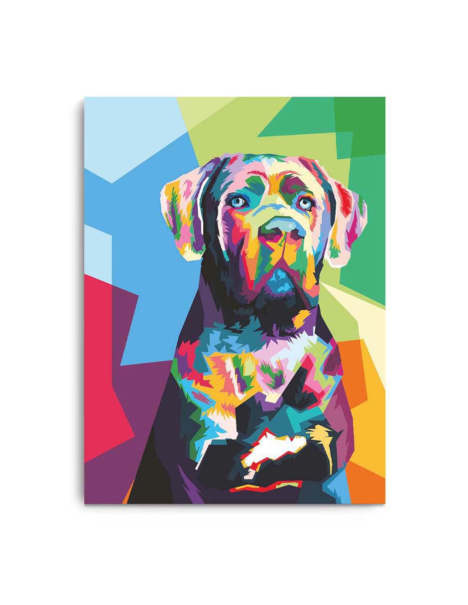 Cuadro decorativo Canvas Art Art pop perro multicolor con barniz a registro