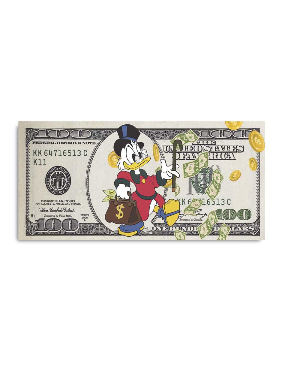 Cuadro decorativo Canvas Art Dólar rico mc pato con barniz a registro