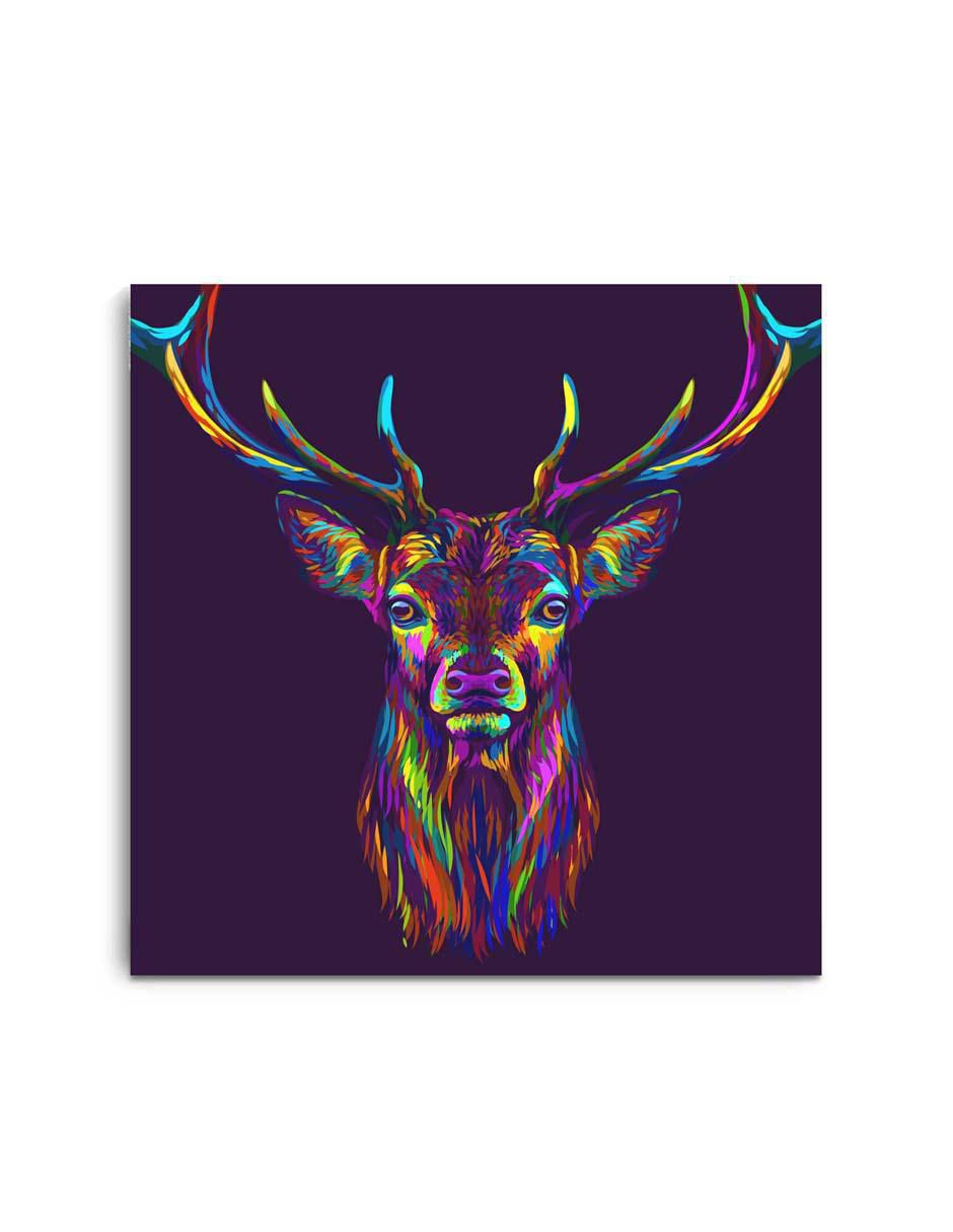 Cuadro decorativo Canvas Art Art pop venado con barniz a registro