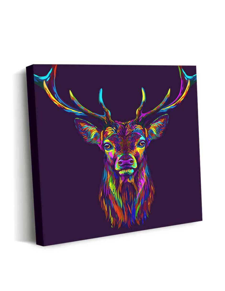 Cuadro decorativo Canvas Art Art pop venado con barniz a registro
