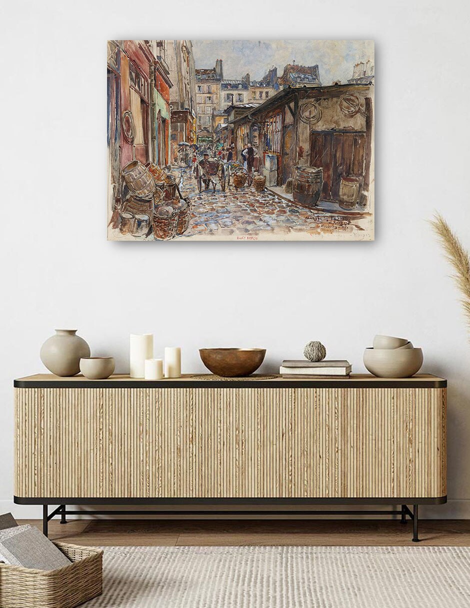 Cuadro decorativo El Marché Des Enfants Rouges, Lado Oeste, Bajo La Lluvia, En 1907. 3Er Distrito (1907) técnica mixta Arquitectura 5