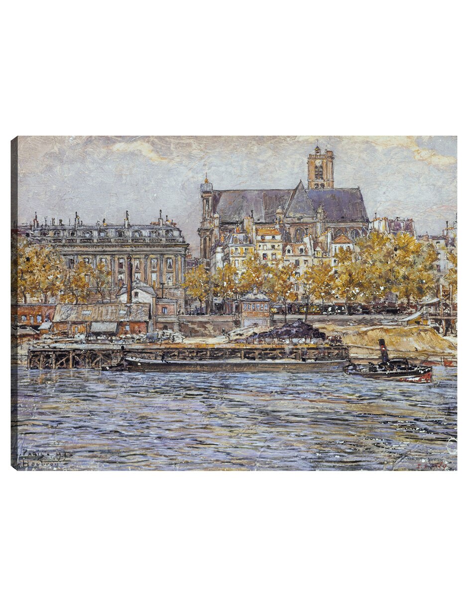Cuadro decorativo El Muelle Del Hôtel-De-Ville Y La Iglesia De Saint-Gervais-Saint-Protais (1899) técnica mixta Arquitectura Cuadro decorativo El Muelle Del Hôtel-De-Ville Y La Iglesia De Saint-Gervais-Saint-Protais (1899) técnica mixta Arquitectura