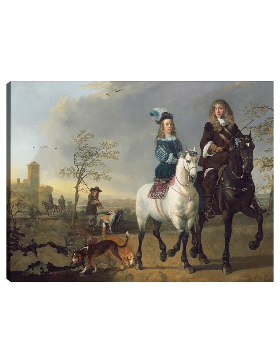 Cuadro decorativo Dama Y Caballero A Caballo técnica mixta Gente