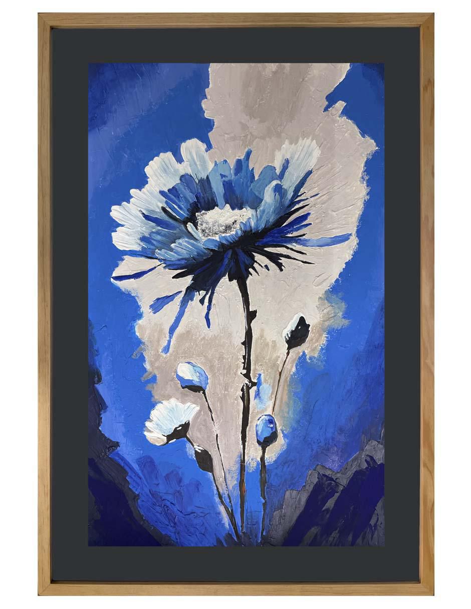 Pintura Flor Azul técnica acrílico Flores Pintura Flor Azul técnica acrílico Flores