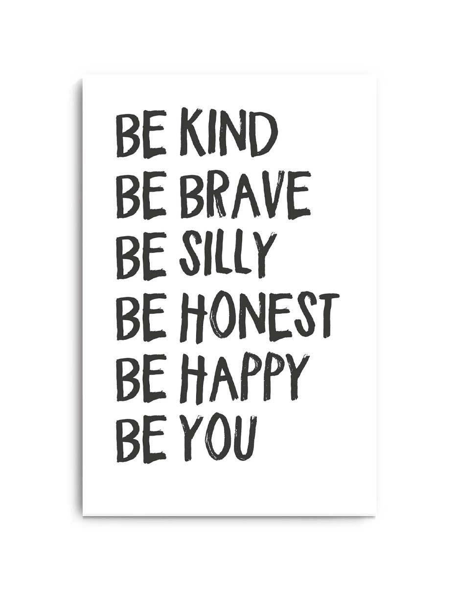 Cuadro decorativo Canvas Art Frases be kind con barniz a registro