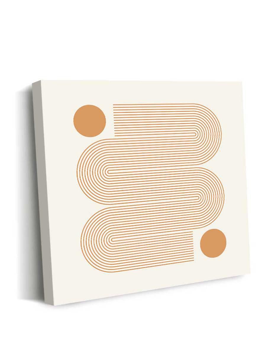 Cuadro decorativo Canvas Art Líneas con curvas rosa con barniz a registro
