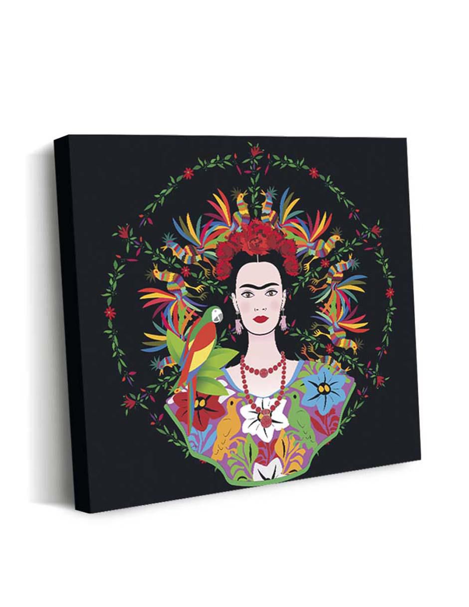 Cuadro decorativo Canvas Art Friduchis con fondo negro con barniz a registro